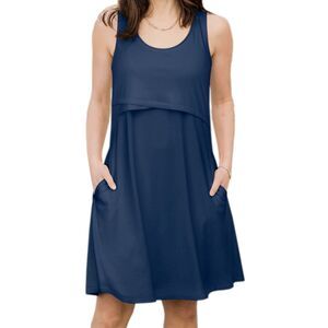 Kindred Bravely Penelope Crossover Nursing Dress Size XL Navy Blue Sleeveless